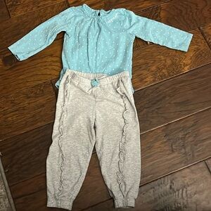 Carters “I adore you” onesie and pant set baby girl 12 months